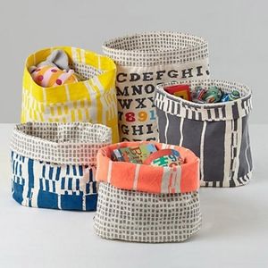 Set of three Land Of Nod canvas storage bins